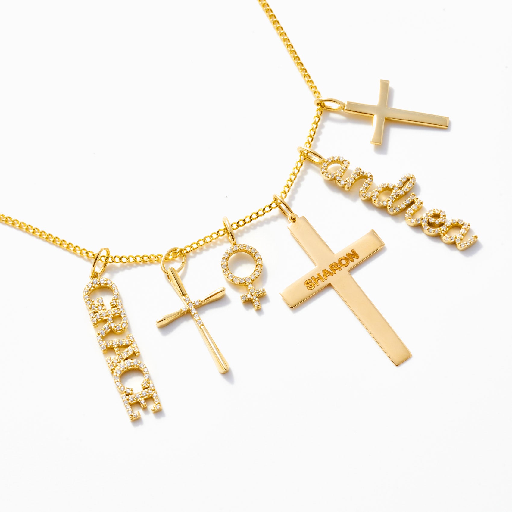 Gelin 14K Solid Gold - Diamond Bold Cross Charm - Faith Pendant