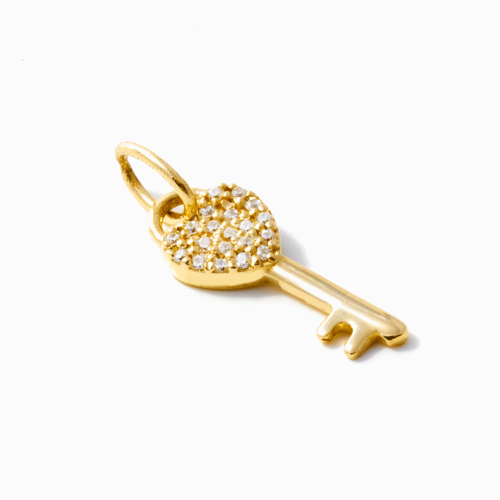 Diamond Heart Key Charm