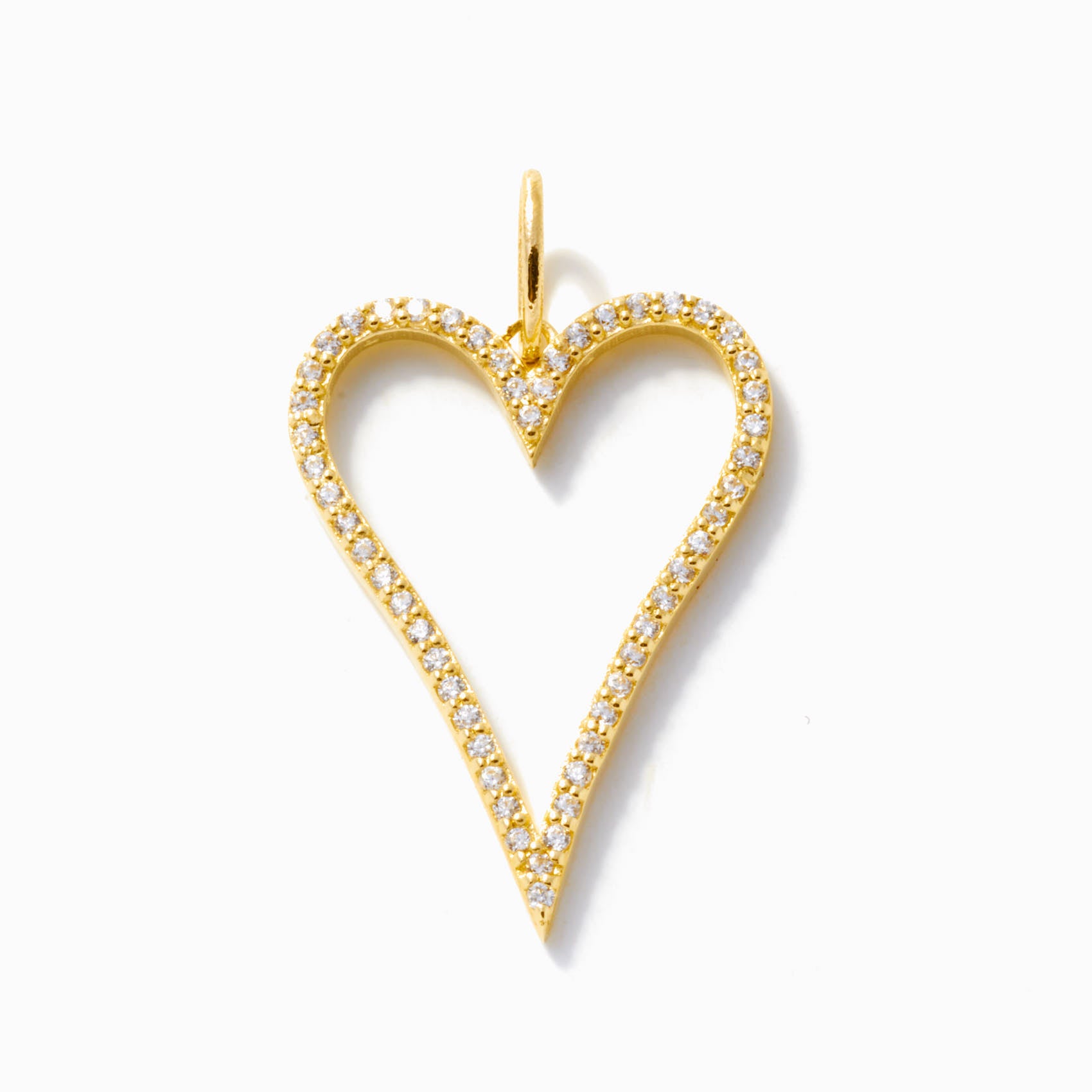 Long Diamond Heart Charm