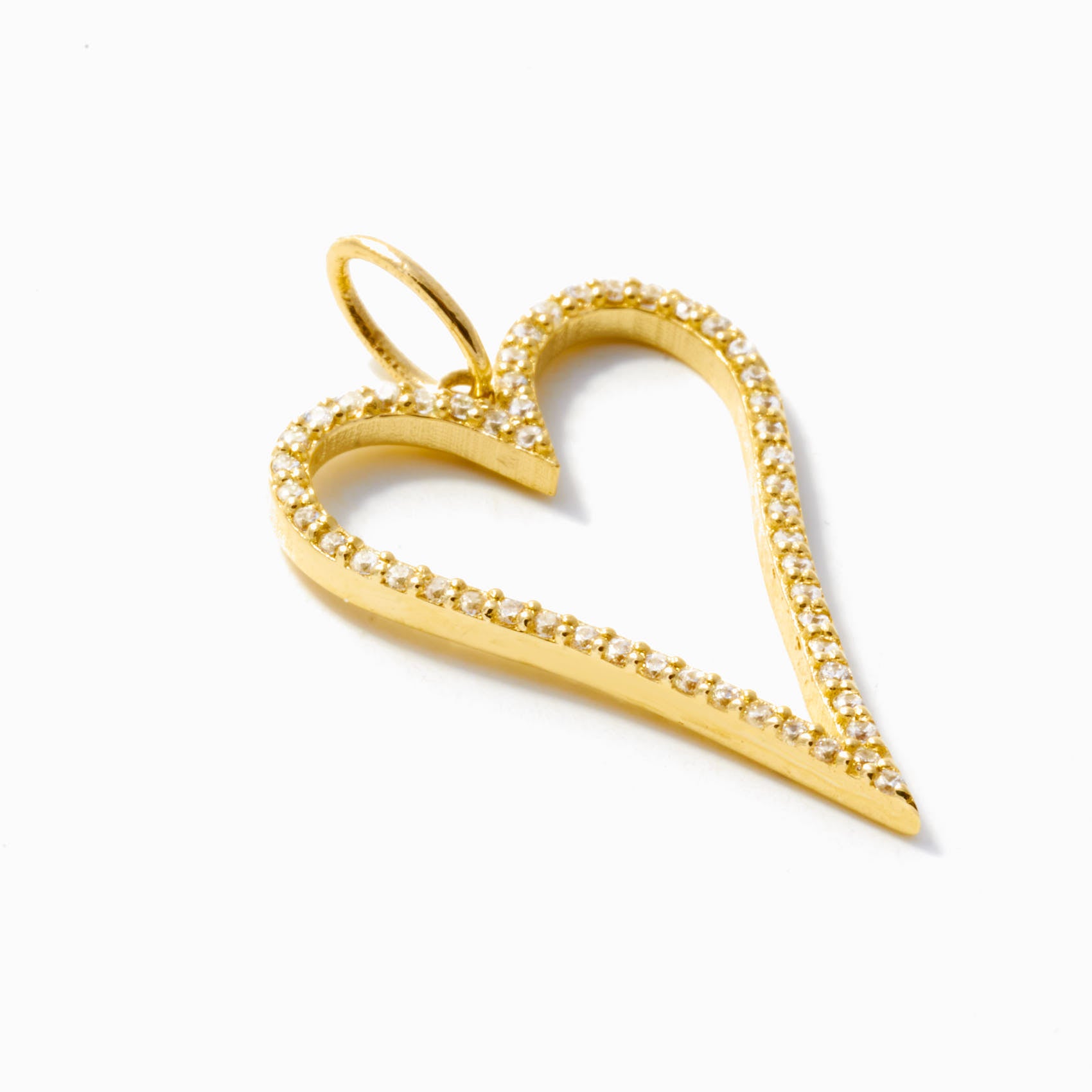 Long Diamond Heart Charm