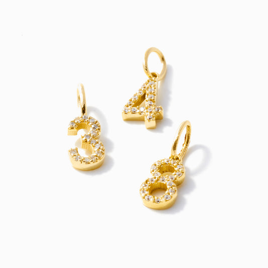 Diamond Number Charm Pendant