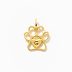 Initial Engraved Paw Print Charm