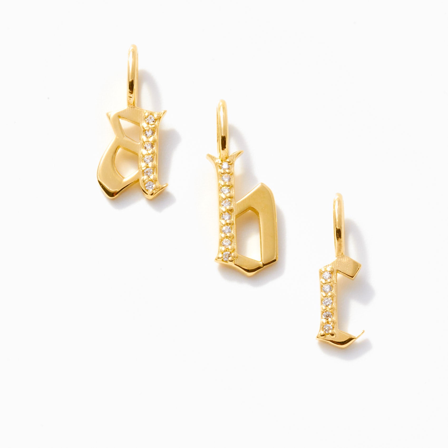 Diamond Old English Letter Charm