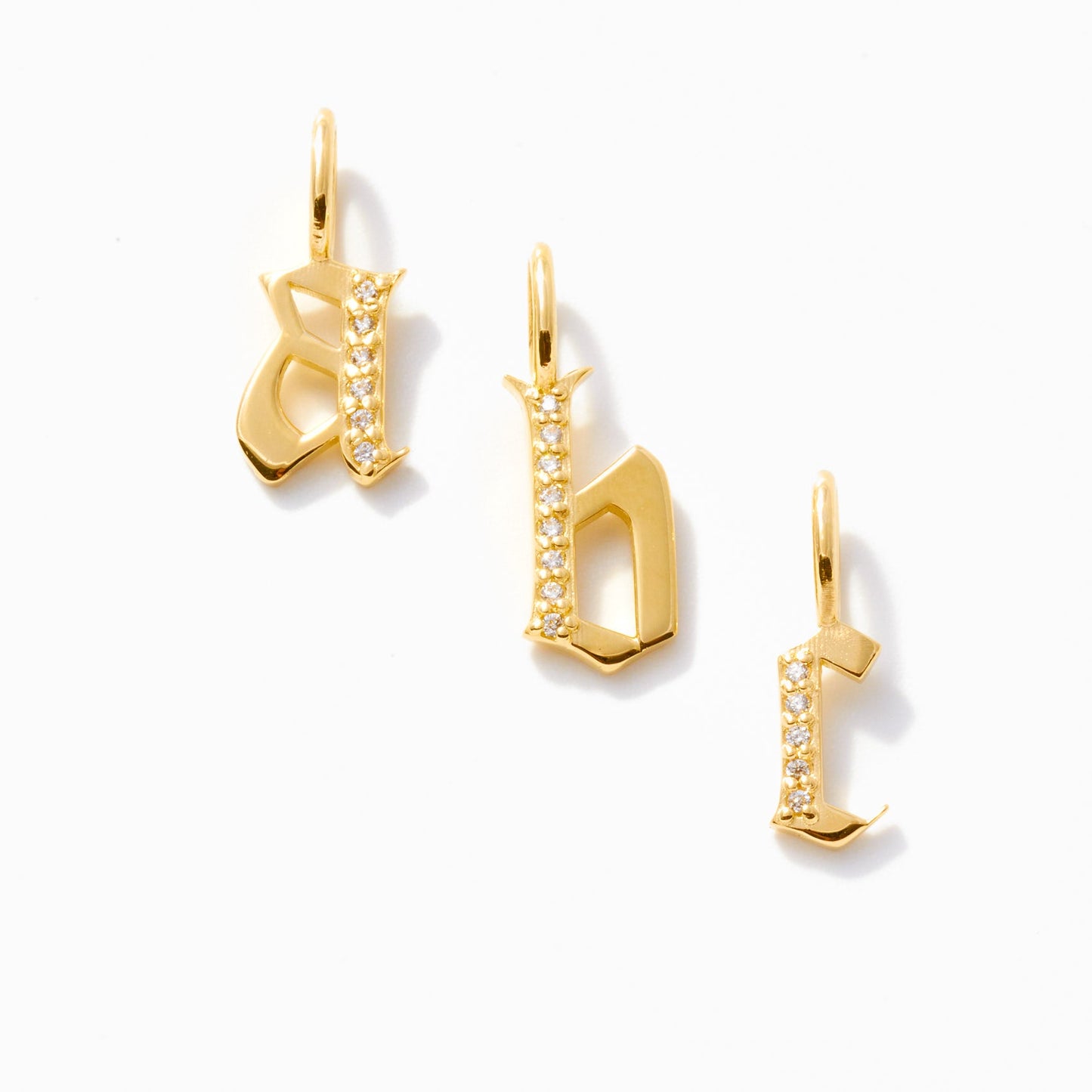 Diamond Old English Letter Charm