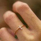 Diamond Studded Cross Ring