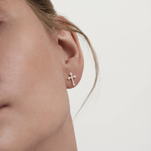 Diamond Cross Stud Earrings