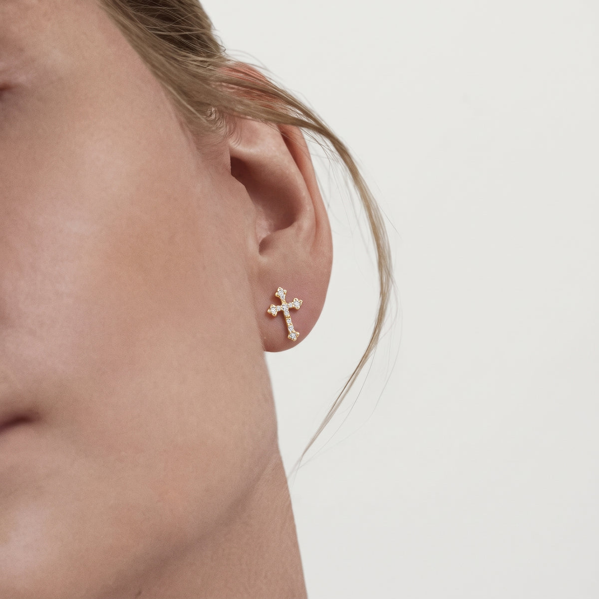 Diamond Cross Stud Earrings