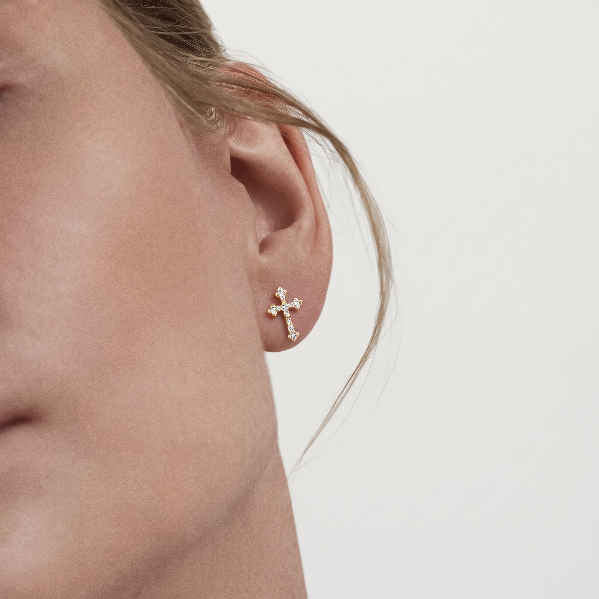 Diamond Cross Stud Earrings
