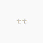 Diamond Mini Cross Stud Earrings