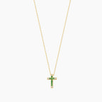 Birthstone and Diamond Cross Necklace