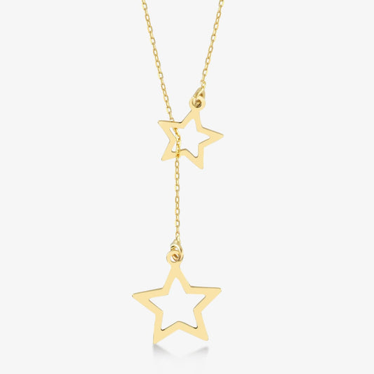 Stars Y-Necklace in 14K Solid Gold