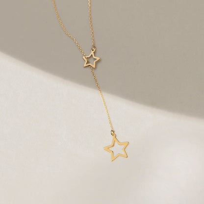 Collier Y avec des étoiles en or massif 14 carats