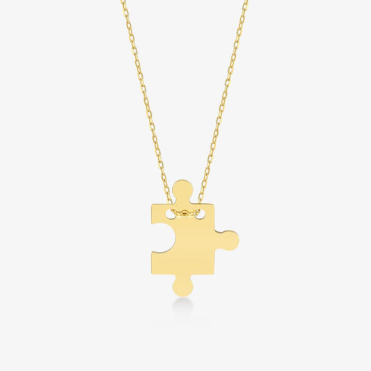 Puzzle Piece Pendant Necklace in 14K Solid Gold