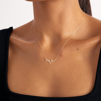 Heartbeat Necklace in 14K Solid Gold