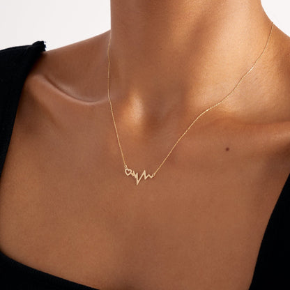 Heartbeat Necklace in 14K Solid Gold