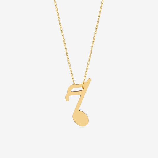 Music Note Pendant Necklace in 14K Solid Gold