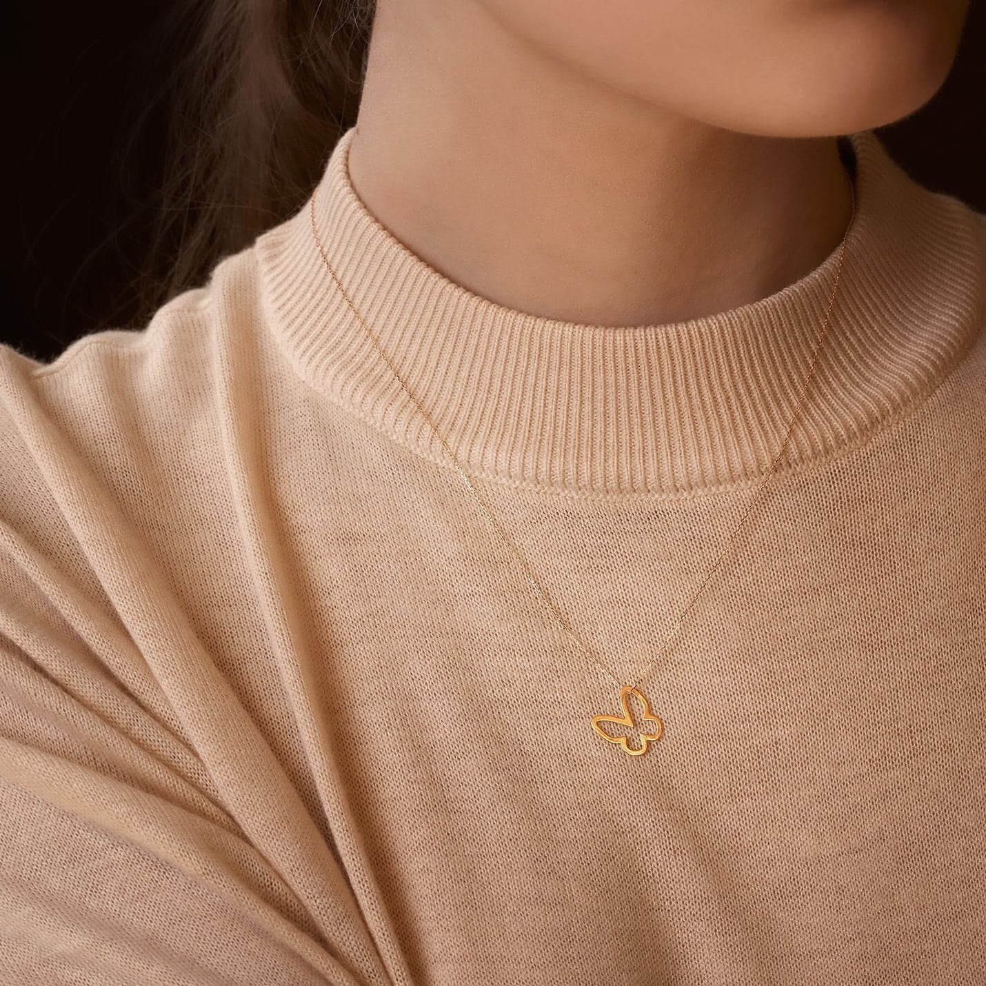 Butterfly Necklace in 14K Solid Gold