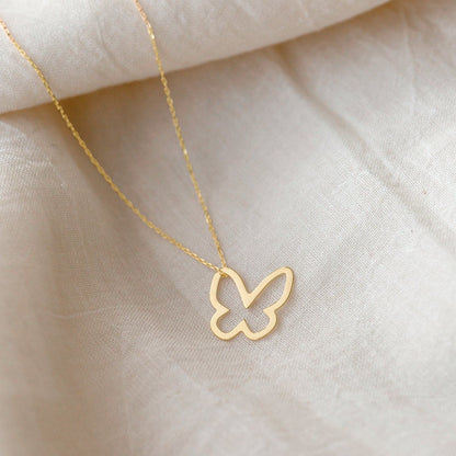 Butterfly Necklace in 14K Solid Gold