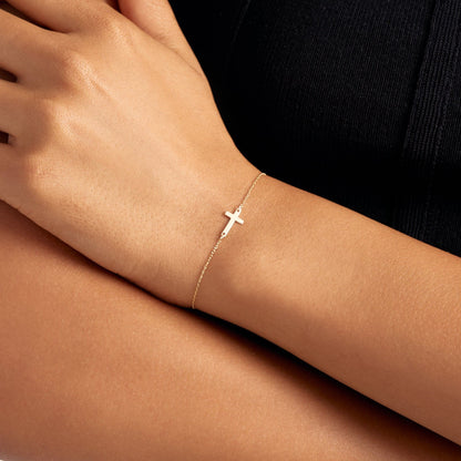 Cross Bracelet in 14K Solid Gold