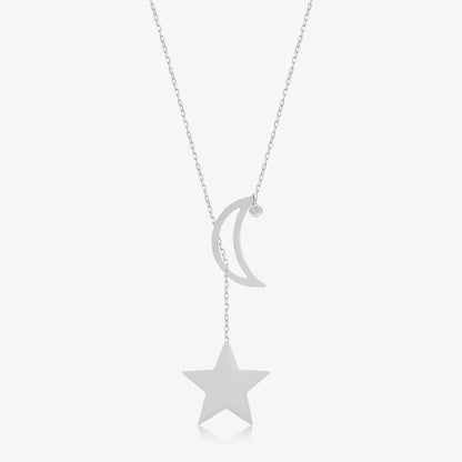 Diamond Moon-Star Y-Necklace