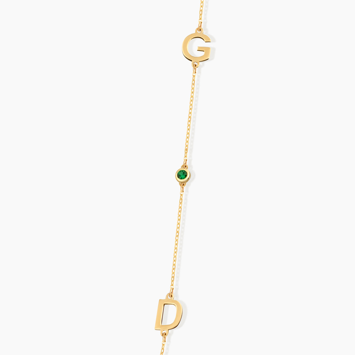 Personalized Sideways Initial Necklace with Birthstone