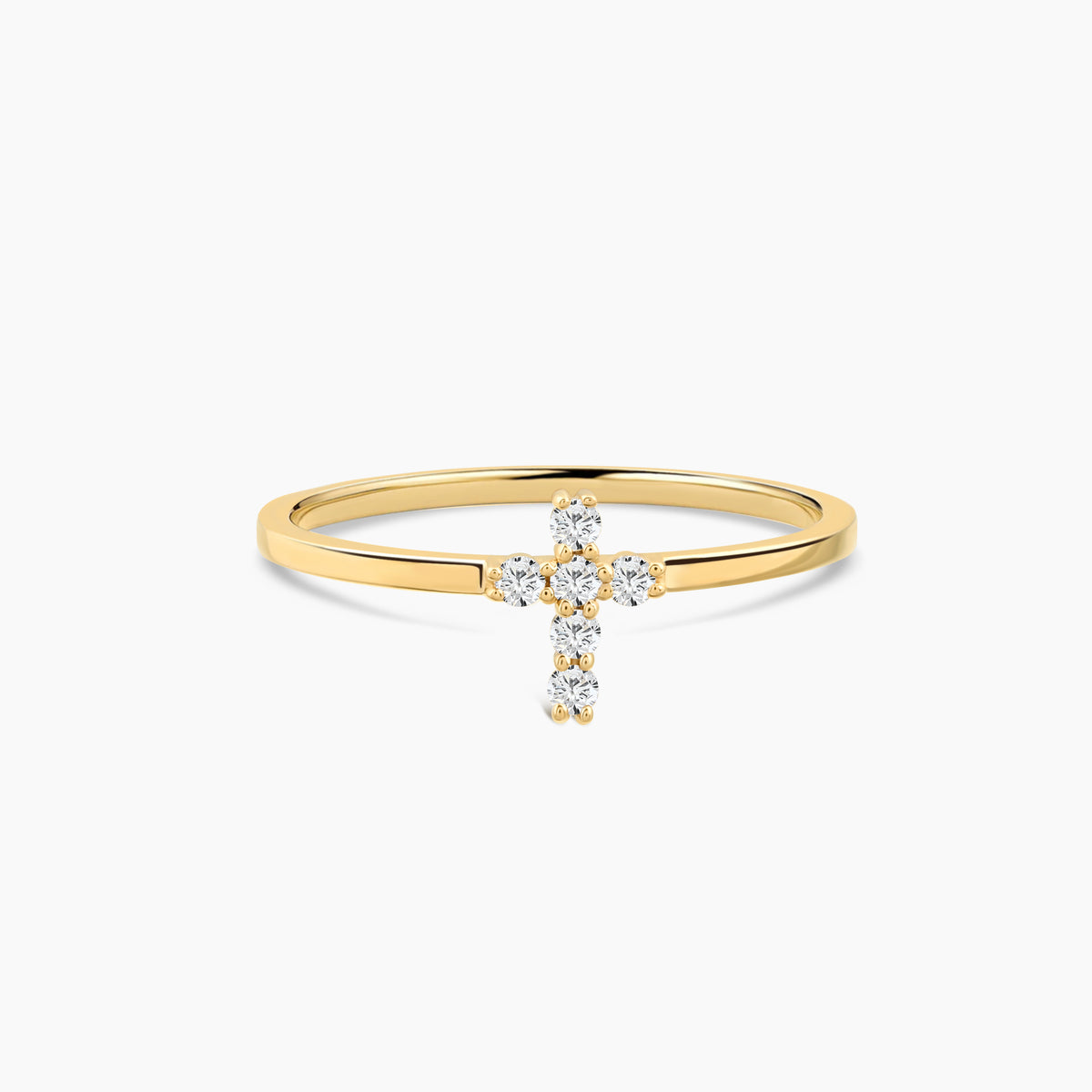 Diamond Studded Cross Ring