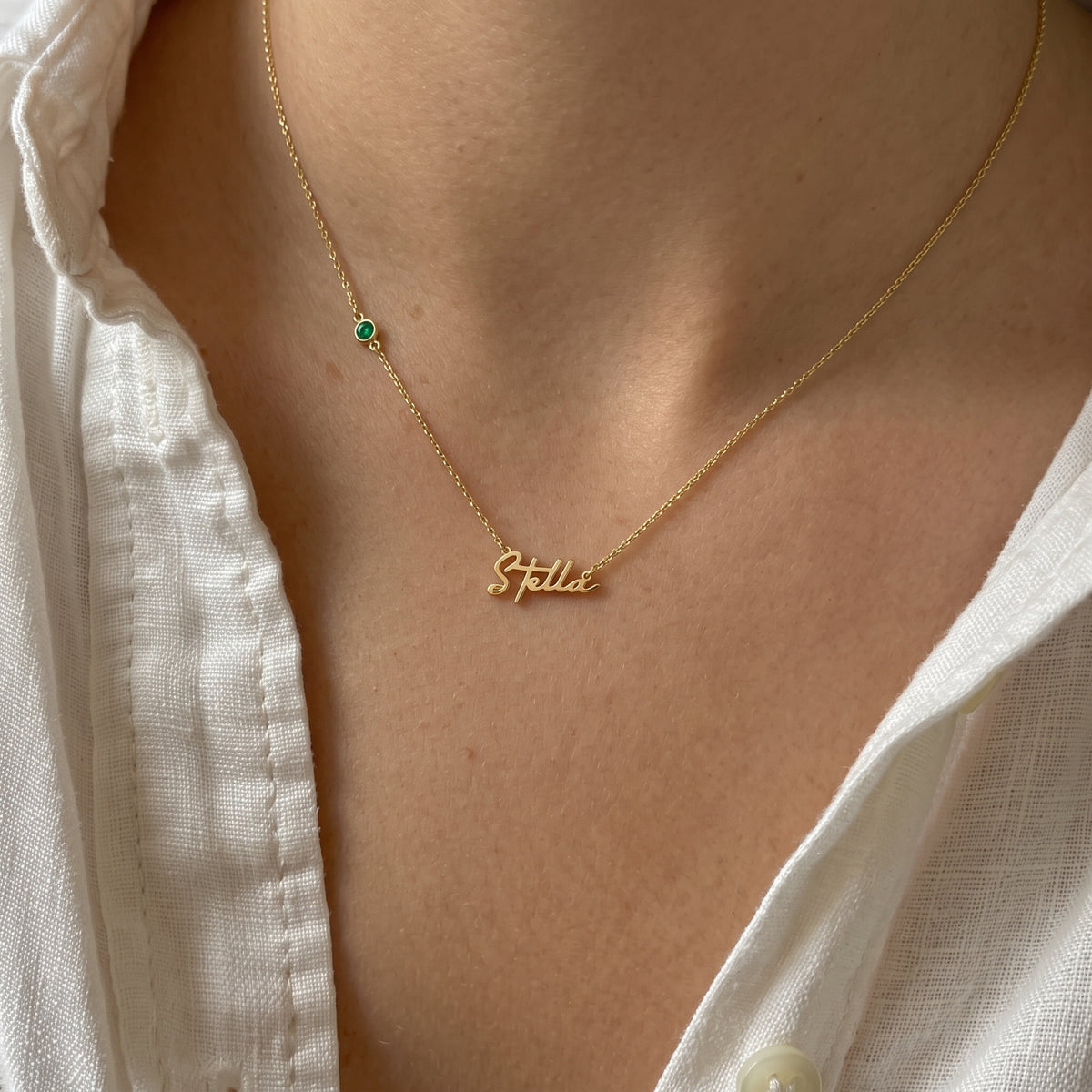 Personalized Name Necklace with Birthstone