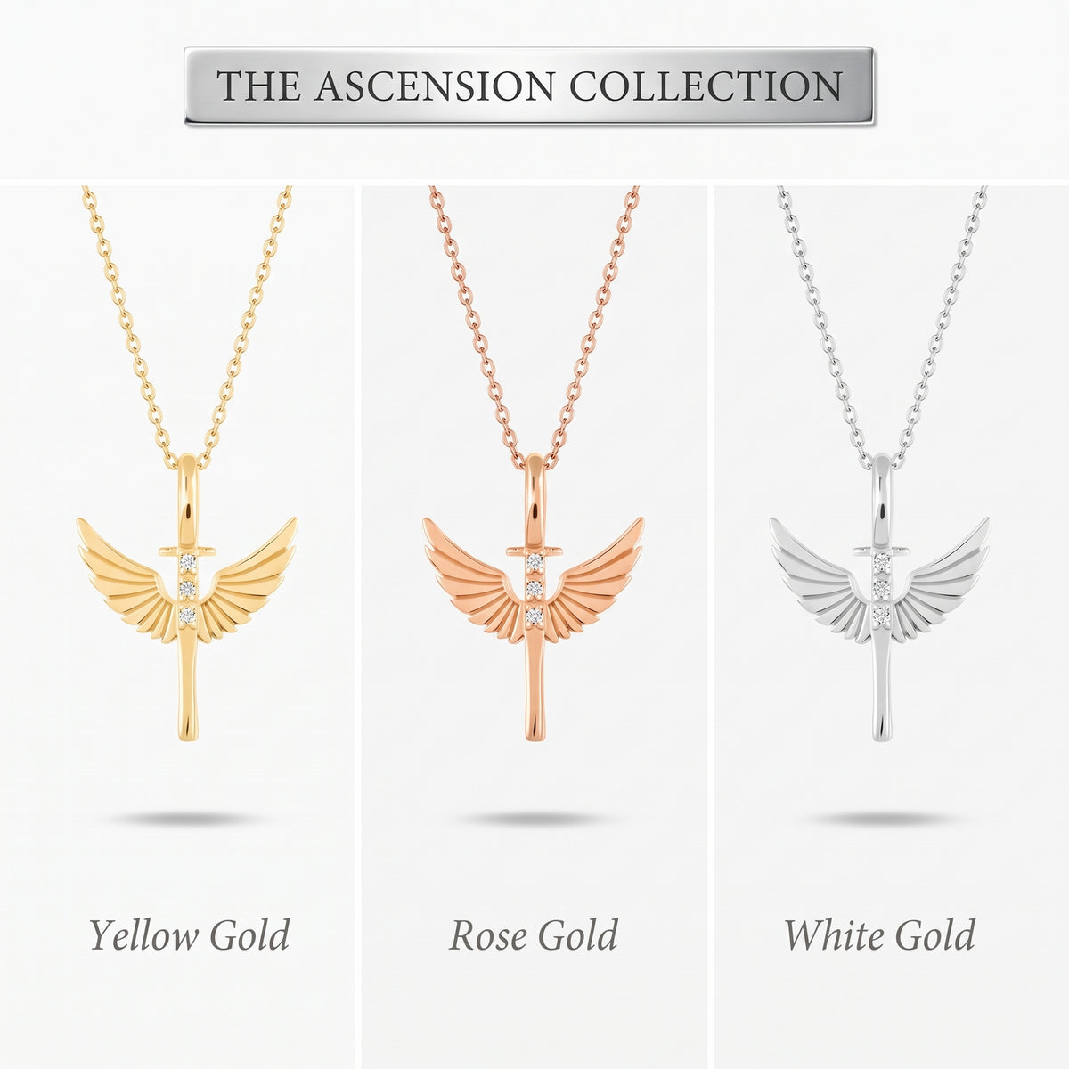Diamond Angel Wings Cross Pendant