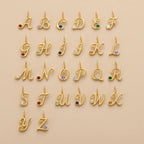 Cursive Initial Pendant with Birthstone