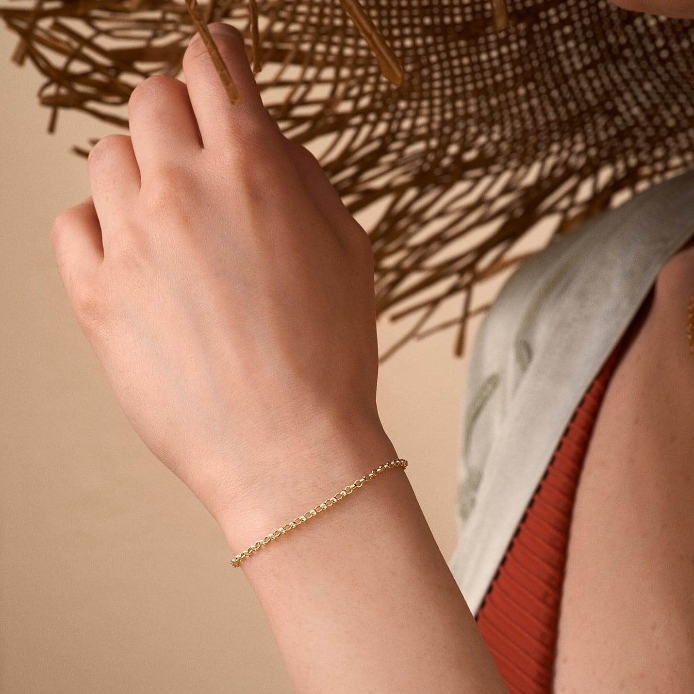 Rolo Link Bracelet in 14K Solid Gold