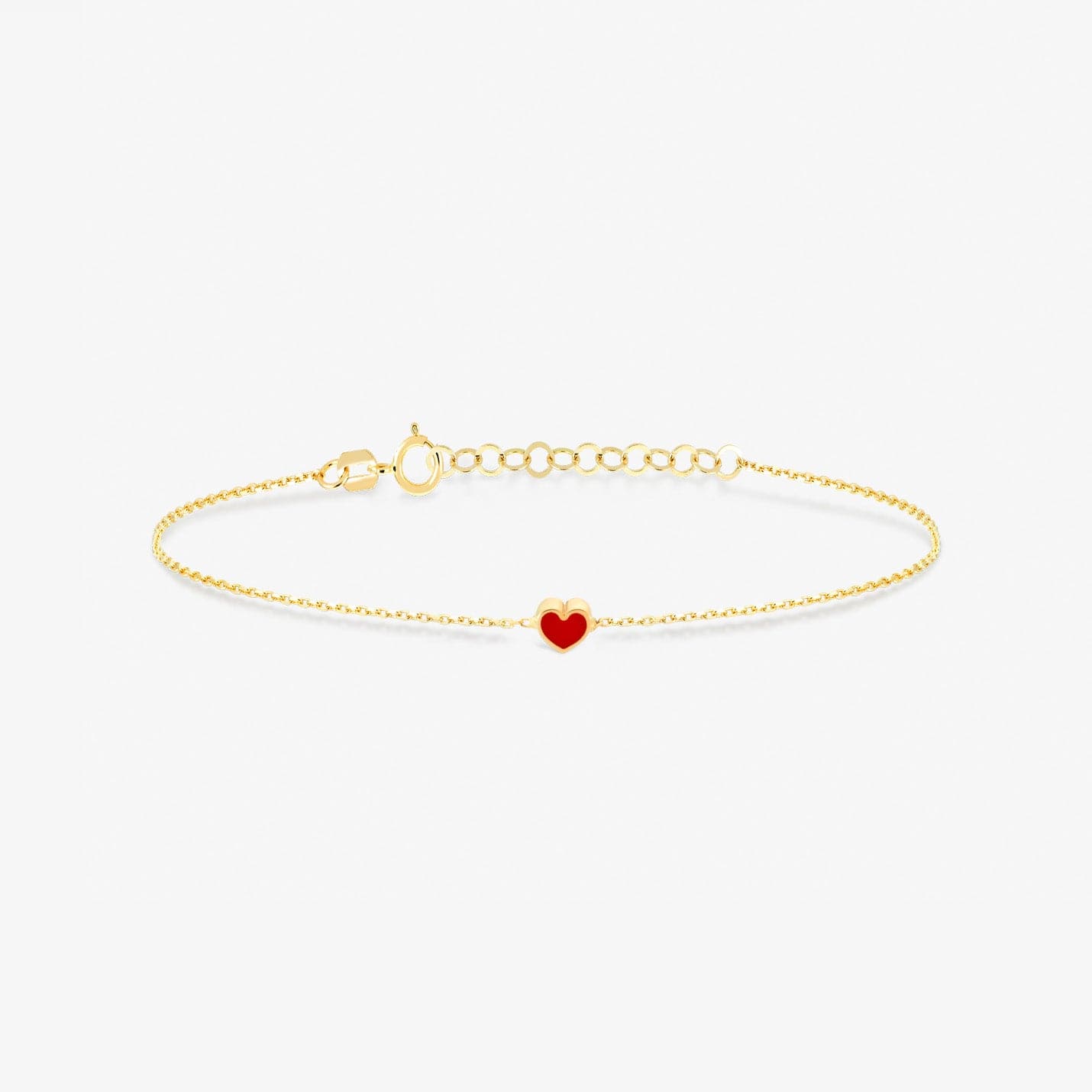 Red Heart Bracelet in 14K Solid Gold