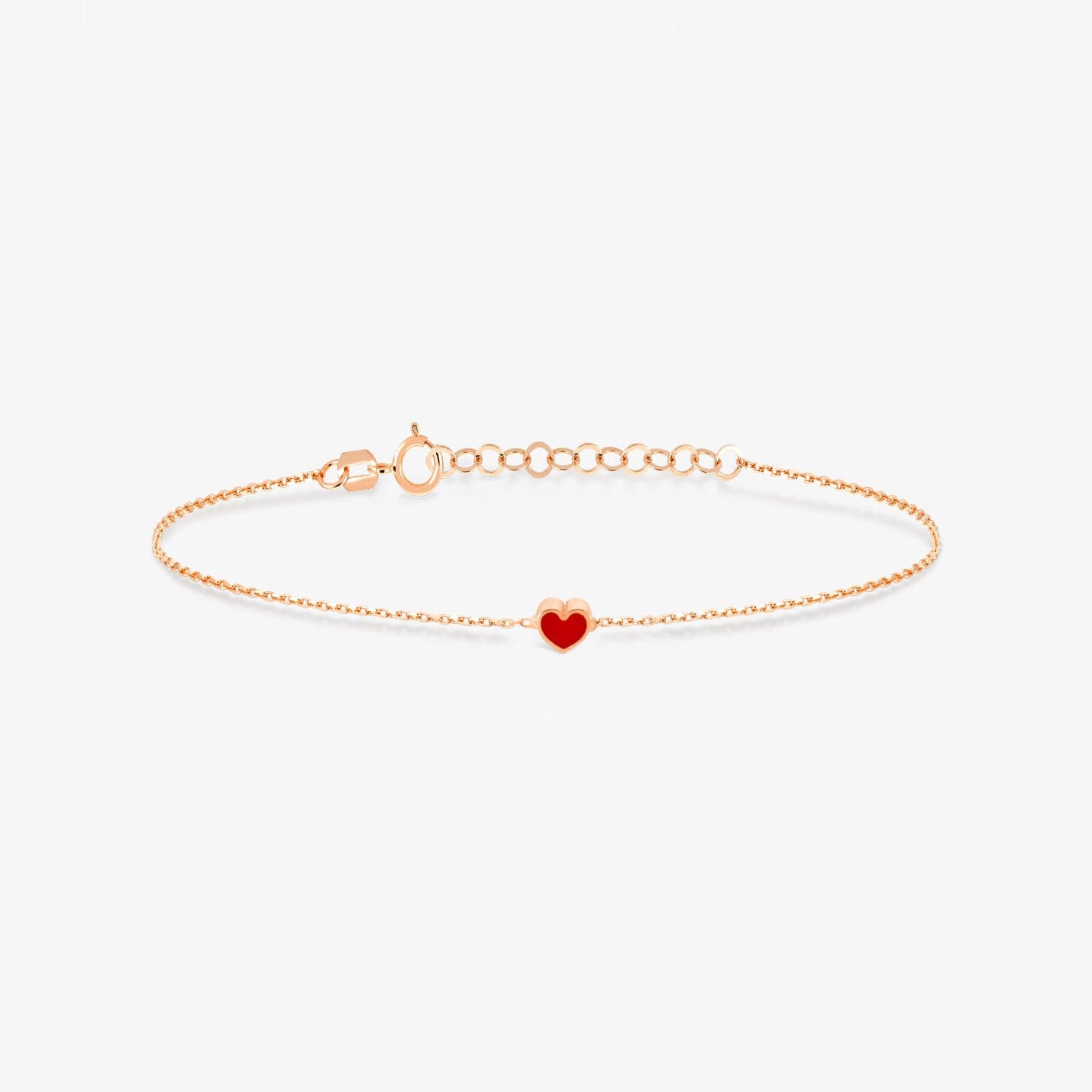 14k Solid Gold Red Heart Bracelet Small Heart Bracelets for