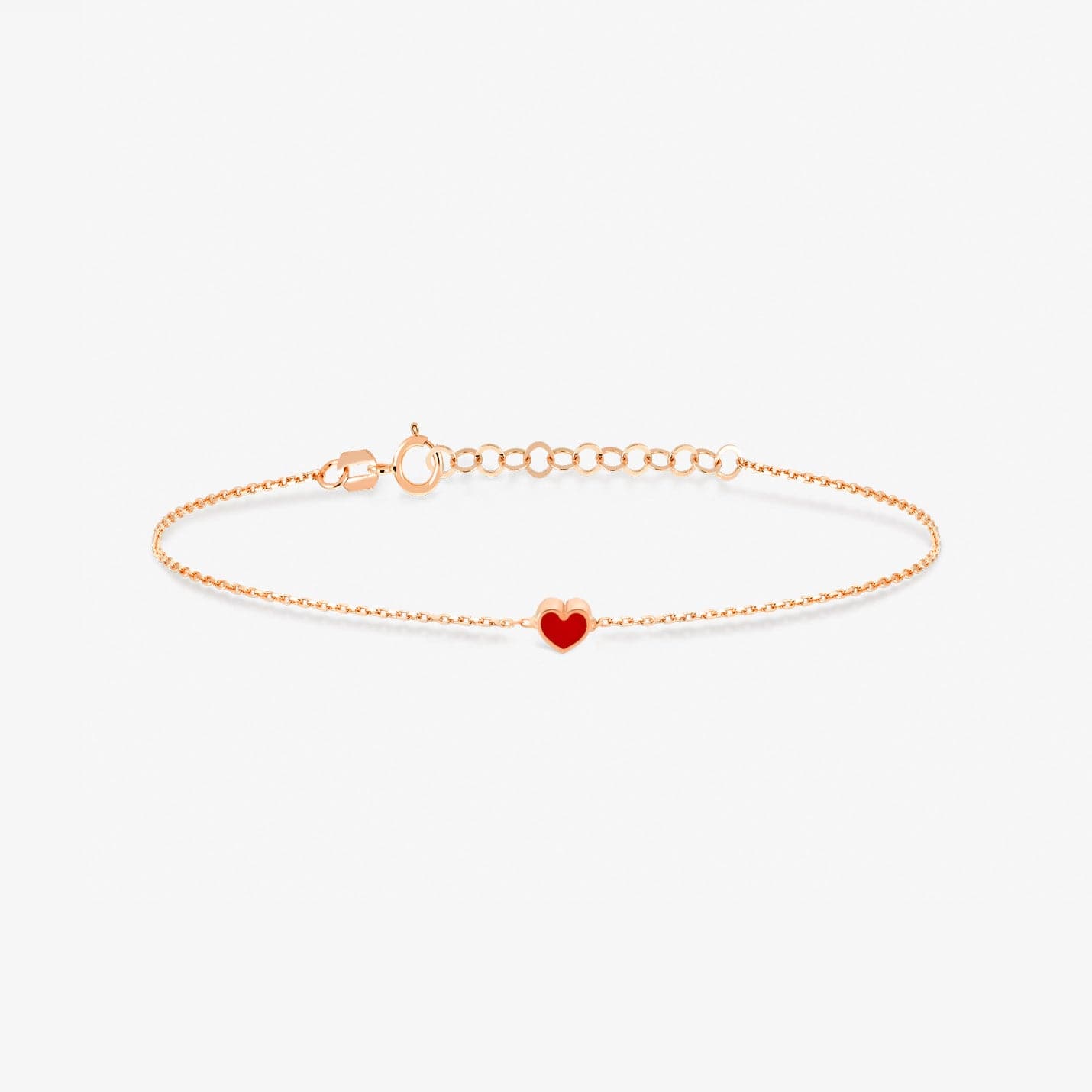 Red Heart Bracelet in 14K Solid Gold