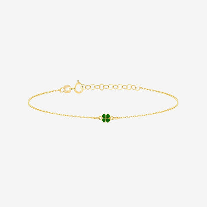 Green Clover Bracelet in 14K Solid Gold