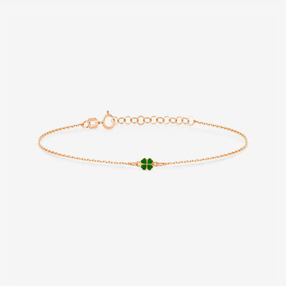 Green Clover Bracelet in 14K Solid Gold