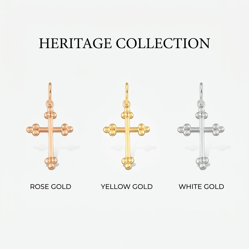 Budded Cross Charm Pendant