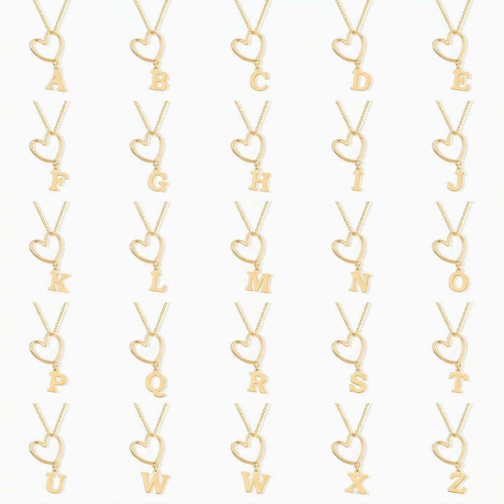 Heart Initial Necklace (A to Z)