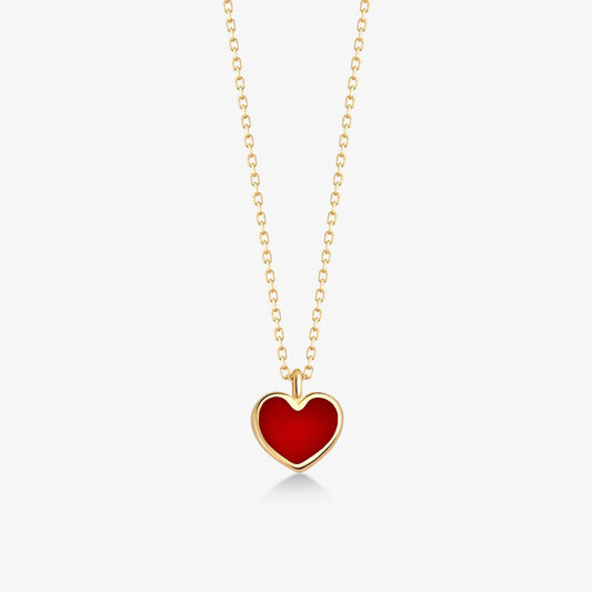 Red Heart Necklace in 14K Solid Gold