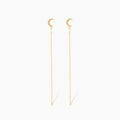 Pave Diamond Moon Threader Earrings