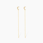 Pave Diamond Moon Threader Earrings