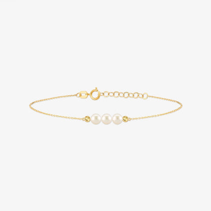 3 Pearls Bracelet in 14K Solid Gold