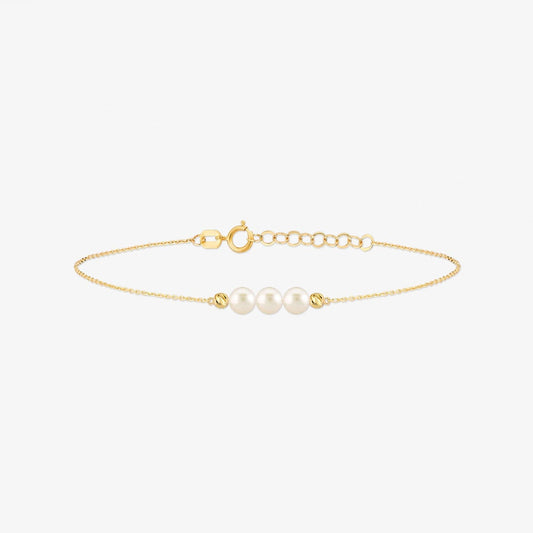 3 Pearls Bracelet in 14K Solid Gold