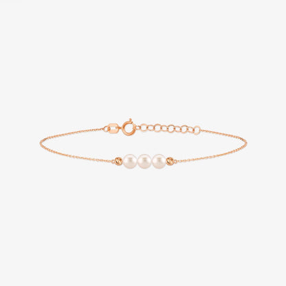 3 Pearls Bracelet in 14K Solid Gold