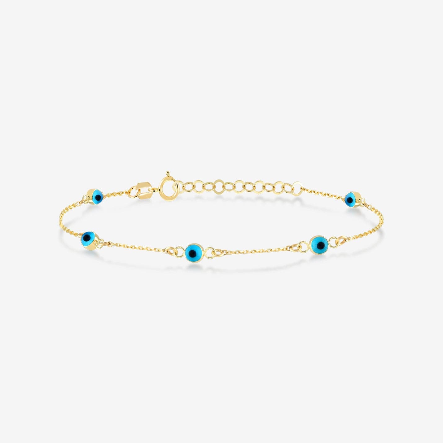 Evil Eye Station Bracelet in 14K Solid Gold