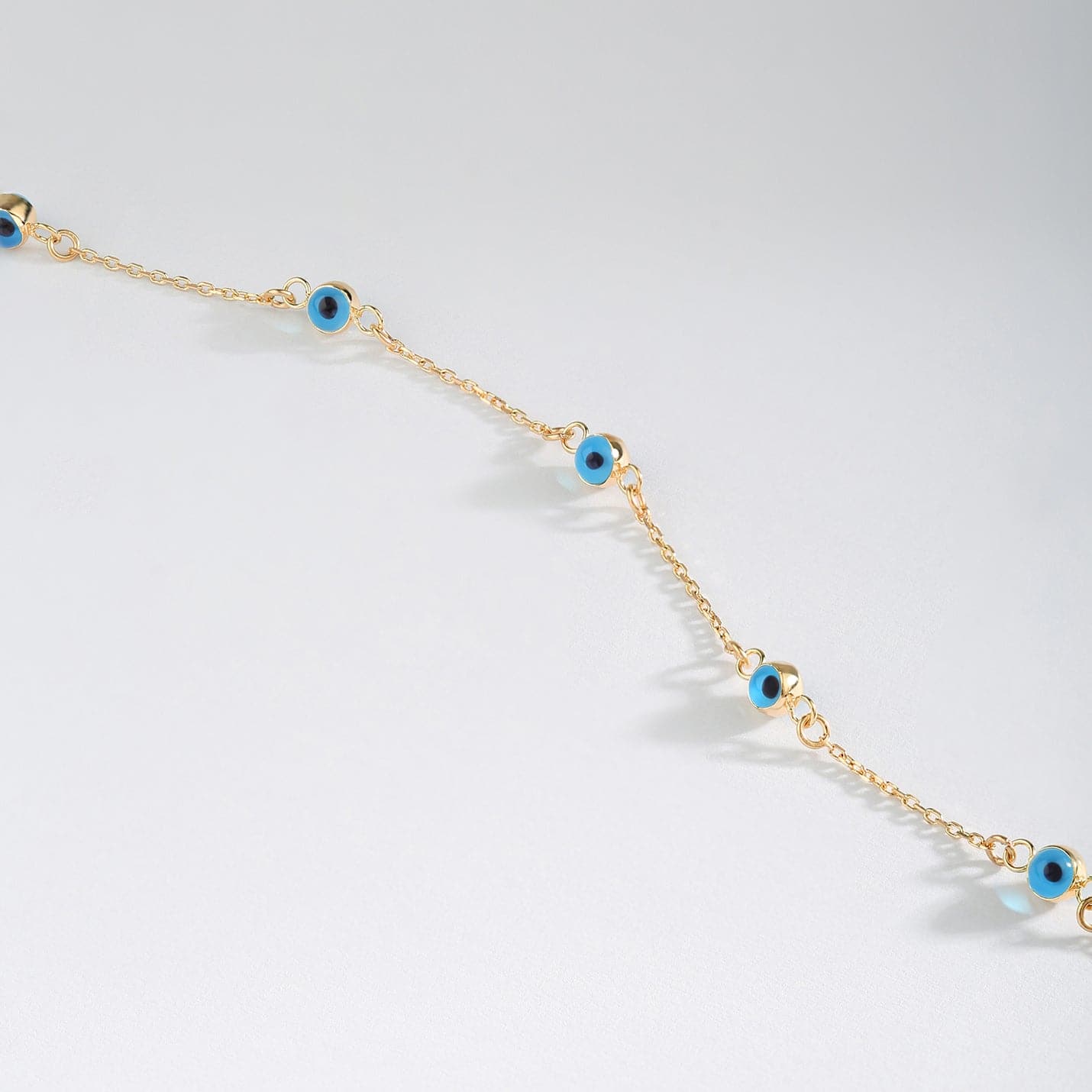 Evil Eye Station Bracelet in 14K Solid Gold