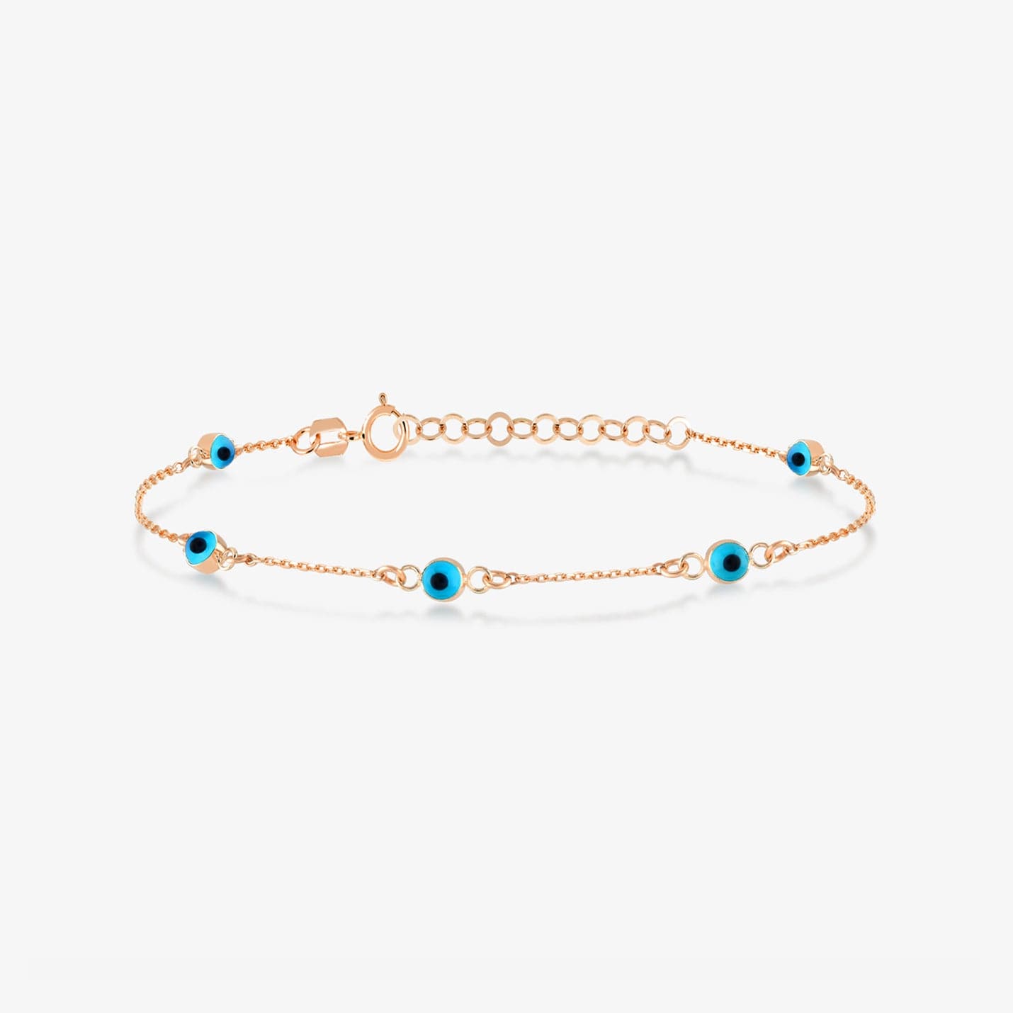 Evil Eye Station Bracelet in 14K Solid Gold