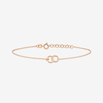 2 Circles Bracelet in 14K Solid Gold