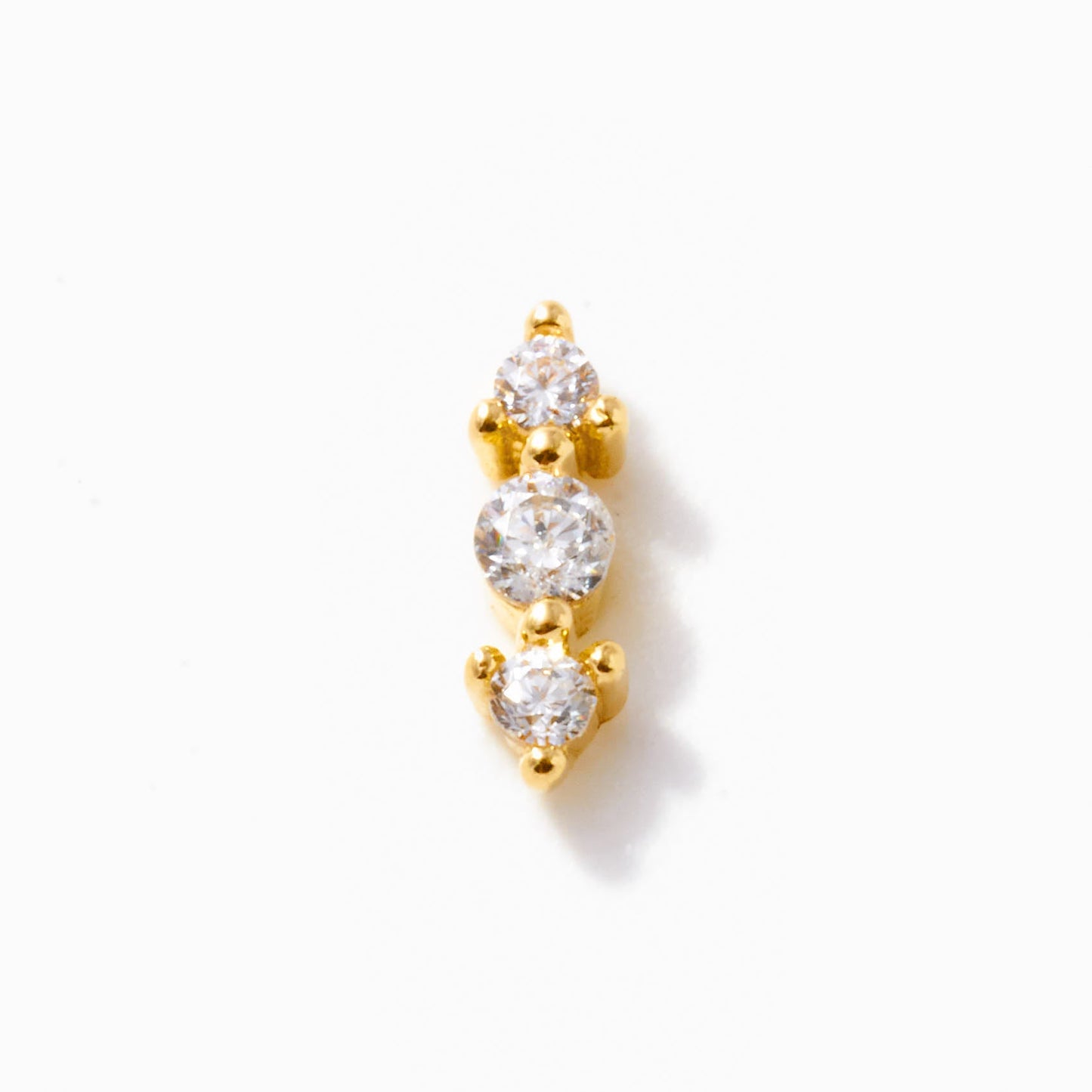 Tube Gold CZ Trio Stud - 18G
