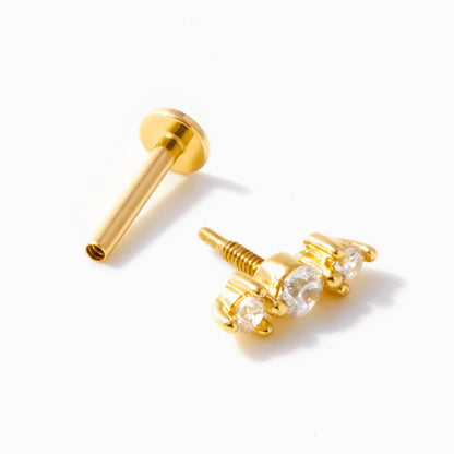 Tube Gold CZ Trio Stud - 18G
