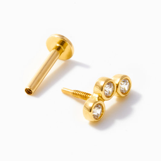 Piercing Stud with 3 CZ Stones